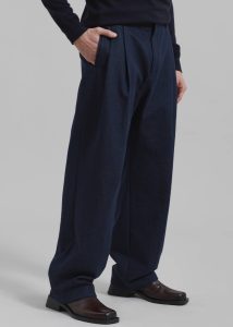 Stephen Pleated Denim Trousers - Navy Bottoms Blue The Frankie Shop Men - Image 4