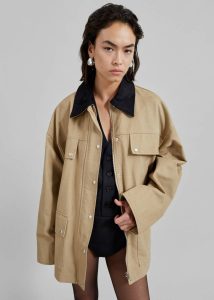 Stevan Contrast Collar Cargo Jacket - Beige The Frankie Shop Women Outerwear Beige - Image 2