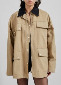 Stevan Contrast Collar Cargo Jacket - Beige The Frankie Shop Women Outerwear Beige - Image 4