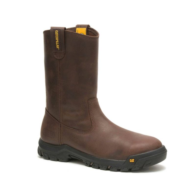 Summer Brown Men Cat Men's Drawbar Steel Toe Work Boot Boots - Image 3