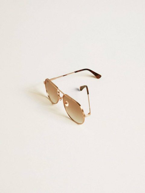 Sunglasses Aviator Style Sunglasses With Rose-Gold Frame And Honey-Colored Lenses Golden Goose Women Rose Gold - Image 2