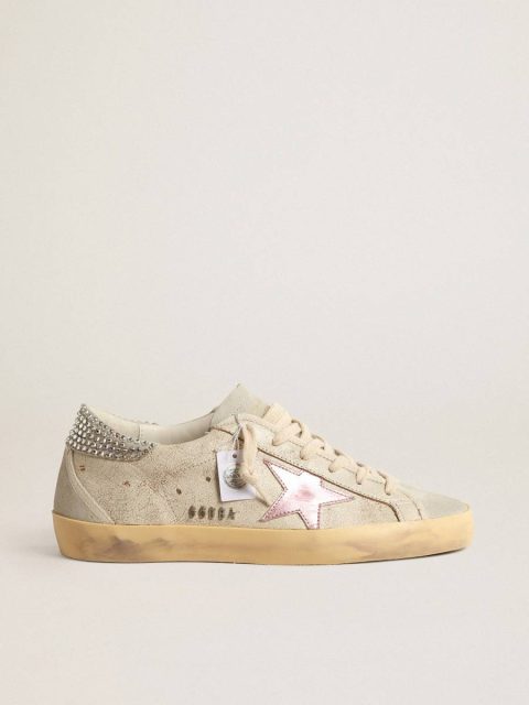 Super-Star Ecru Golden Goose Super-Star Ltd In Ecru With Swarovski Crystal Heel Tab Women