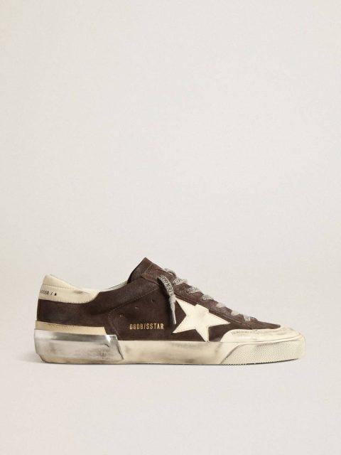 Super-Star Golden Goose Men Super-Star In Gray Suede With Ecru Nappa Star And Heel Tab