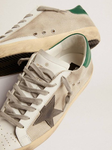 Super-Star Golden Goose Men's Super-Star In Light Silver Mesh With Gray Star Men - Image 4