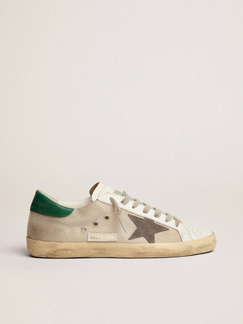 Super-Star Golden Goose Men's Super-Star In Light Silver Mesh With Gray Star Men