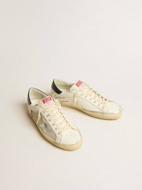 Super-Star Golden Goose Men's Super-Star Ltd In Mesh And Leather With Silver Star And Blue Heel Tab Men - Image 2