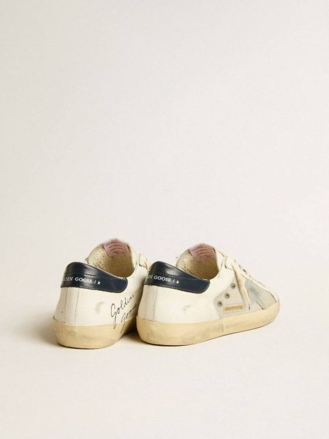 Super-Star Golden Goose Men's Super-Star Ltd In Mesh And Leather With Silver Star And Blue Heel Tab Men - Image 5