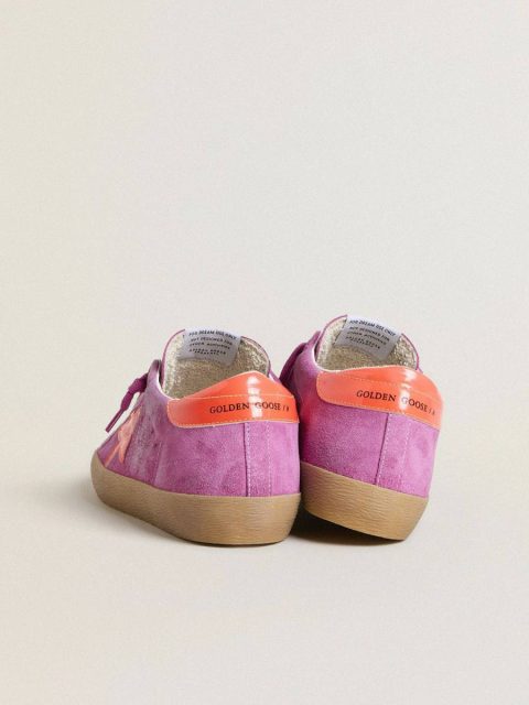 Super-Star Golden Goose Super-Star In Fuchsia Suede With Fluorescent Orange Laminated Leather Star And Heel Tab Women - Image 4