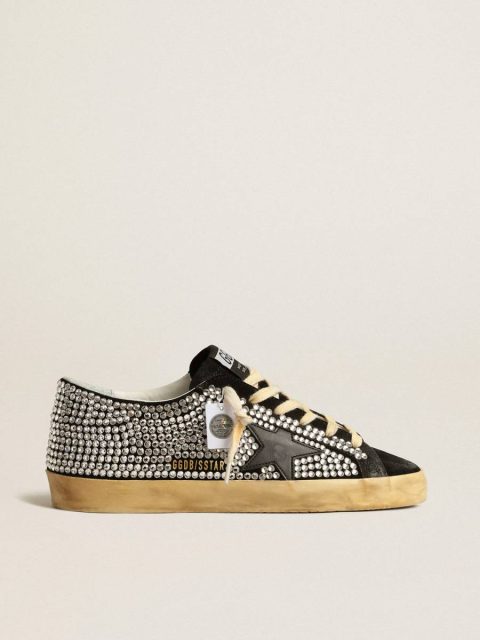 Super-Star Golden Goose Super-Star Ltd With Swarovski Crystals And Black Leather Star Women