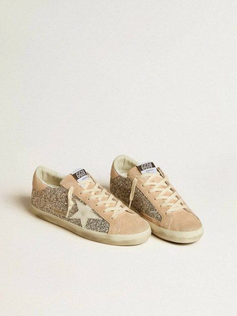 Super-Star Golden Goose Women Women’s Super-Star In Silver Glitter With Leather Star And Heel Tab - Image 2