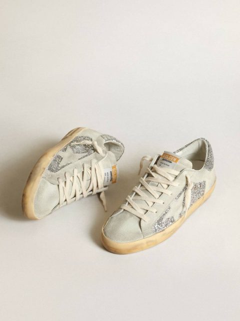 Super-Star Golden Goose Women's Super-Star In Silver Glitter With Ice-Gray Star And Inserts Women - Image 2