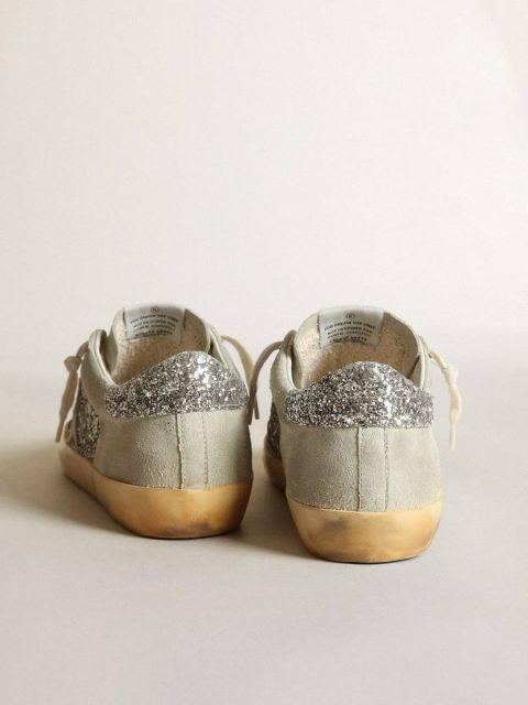Super-Star Golden Goose Women's Super-Star In Silver Glitter With Ice-Gray Star And Inserts Women - Image 5