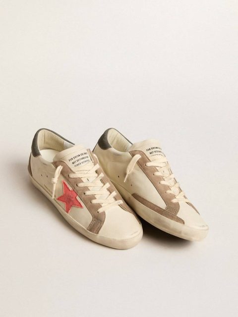 Super-Star Golden Goose Women's Super-Star Ltd With Pink Gabardine Star And Gray Suede Heel Tab Women White - Image 2