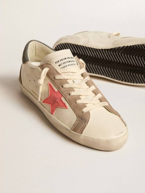 Super-Star Golden Goose Women's Super-Star Ltd With Pink Gabardine Star And Gray Suede Heel Tab Women White - Image 3