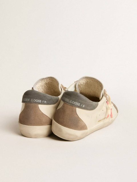 Super-Star Golden Goose Women's Super-Star Ltd With Pink Gabardine Star And Gray Suede Heel Tab Women White - Image 4