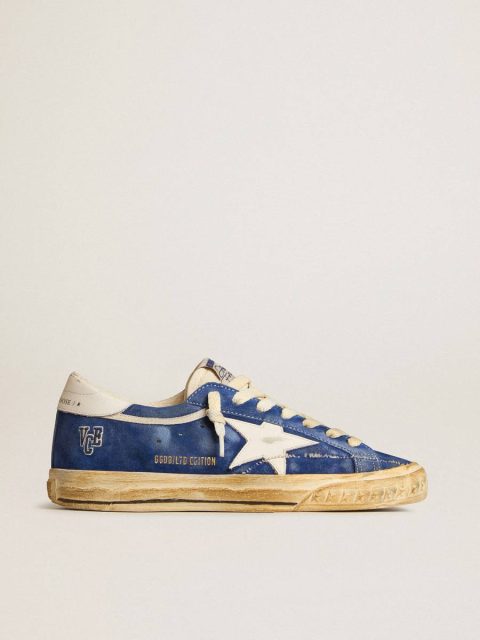 Super-Star In Blue Suede With White Leather Star And Heel Tab Super-Star Golden Goose Men