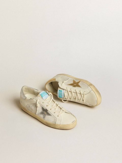 Super-Star In White Leather And Suede With Silver And Gold Leather Star Golden Goose Super-Star Women - Image 2