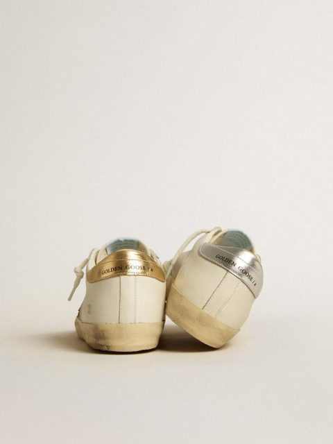 Super-Star In White Leather And Suede With Silver And Gold Leather Star Golden Goose Super-Star Women - Image 4