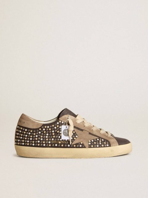Super-Star Ltd In Gray Nubuck With Swarovski Pearls And Suede Star Super-Star Women Golden Goose