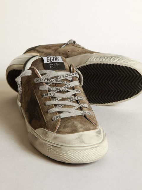 Super-Star Ltd In Military-Green Suede With Screen-Printed Star Men Golden Goose Super-Star - Image 3