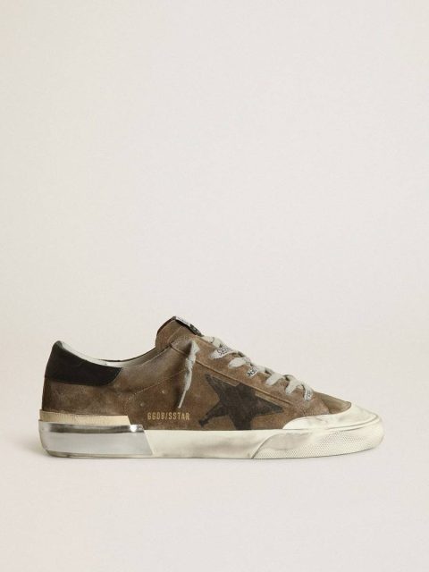 Super-Star Ltd In Military-Green Suede With Screen-Printed Star Men Golden Goose Super-Star