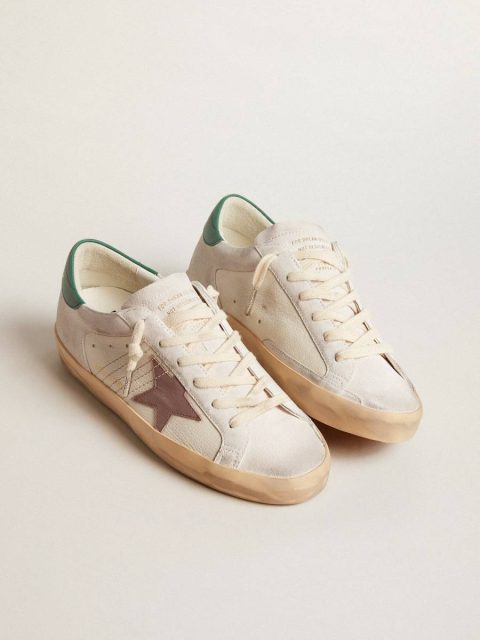 Super-Star Ltd In Suede With Pink Leather Star And Green Heel Tab Golden Goose Super-Star Women - Image 2