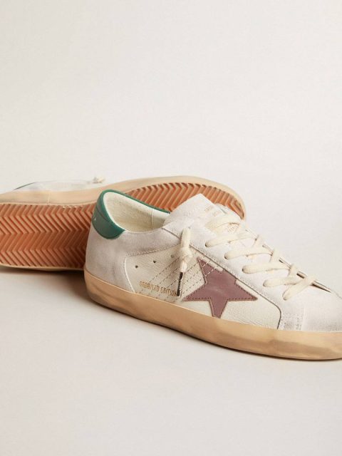 Super-Star Ltd In Suede With Pink Leather Star And Green Heel Tab Golden Goose Super-Star Women - Image 3