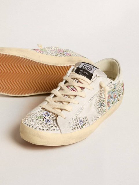 Super-Star Ltd In Swarovski Crystals With Suede Star And Heel Tab Golden Goose Women Super-Star - Image 3