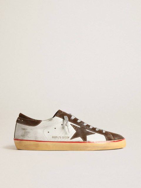 Super-Star Men Golden Goose Men's Super-Star Ltd With Brown Suede Star And Heel Tab