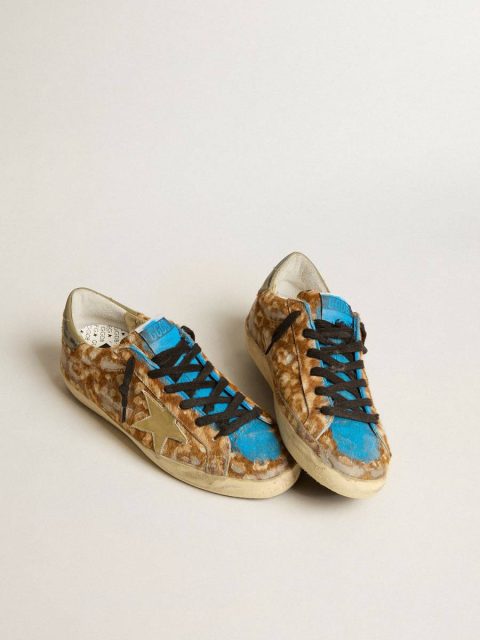 Super-Star Men’s Super-Star Lab In Leopard Pony Skin With Gold Star And Gray Heel Tab Golden Goose Men - Image 2