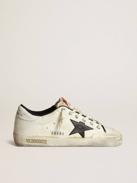 Super-Star Men's Super-Star Ltd In Beige Canvas With Black Star Men Golden Goose