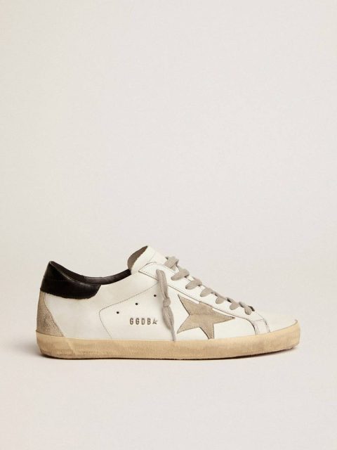 Super-Star Men's Super-Star With Black Heel Tab And Metal Stud Lettering Golden Goose Men