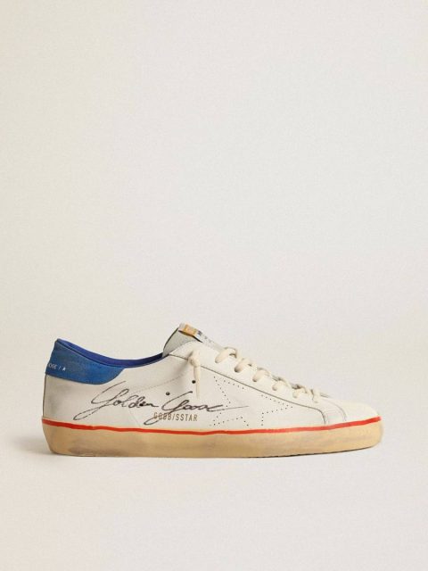 Super-Star Men’s Super-Star With Perforated Star And Blue Suede Heel Tab Golden Goose Men