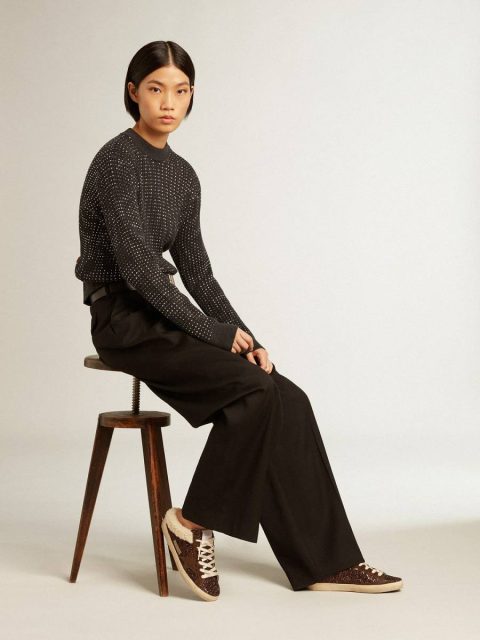 Super-Star Sabots In Glitter With Brown Star And Shearling Lining Women Super-Star Sabot Golden Goose - Image 2