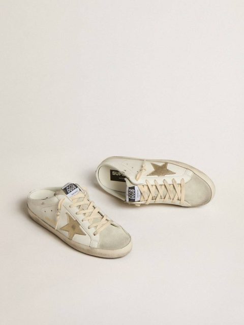 Super-Star Sabots With Platinum Star And Ice-Gray Suede Tongue Super-Star Sabot Golden Goose Women White - Image 2