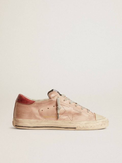 Super-Star Super-Star Ltd In Pink Nubuck With Perforated Star And Leather Heel Tab Golden Goose Women
