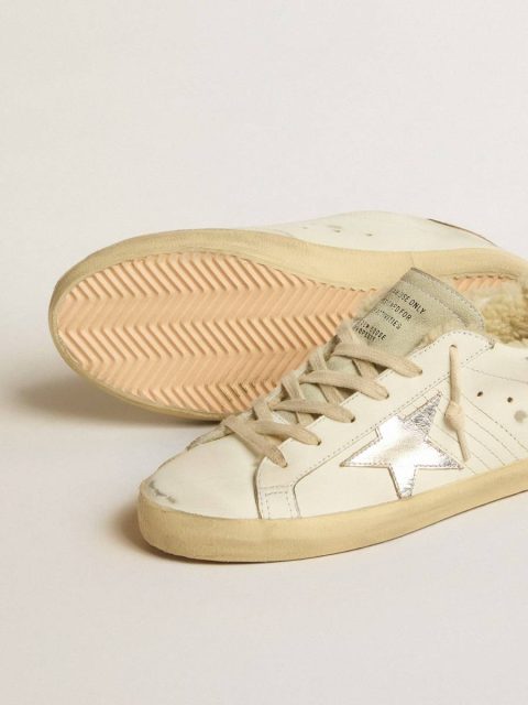 Super-Star With Silver Leather Star And Crocodile-Print Leather Heel Tab White Women Super-Star Golden Goose - Image 3