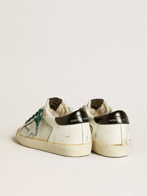 Super-Star Women Golden Goose Women’s Super-Star Lab In White Leather With White Star And Black Heel Tab - Image 4