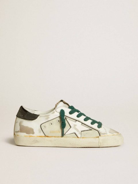 Super-Star Women Golden Goose Women’s Super-Star Lab In White Leather With White Star And Black Heel Tab