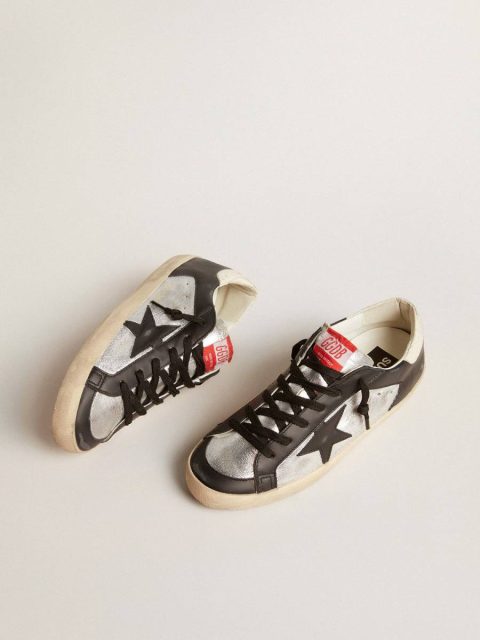 Super-Star Women Super-Star Ltd In Metallic Leather With Black Leather Star And Inserts Golden Goose - Image 2