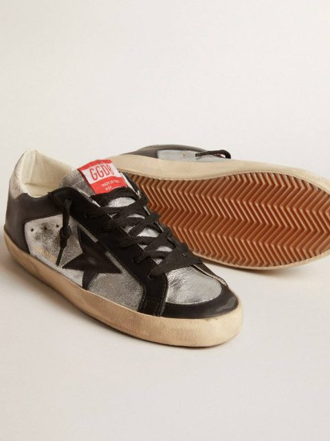 Super-Star Women Super-Star Ltd In Metallic Leather With Black Leather Star And Inserts Golden Goose - Image 3
