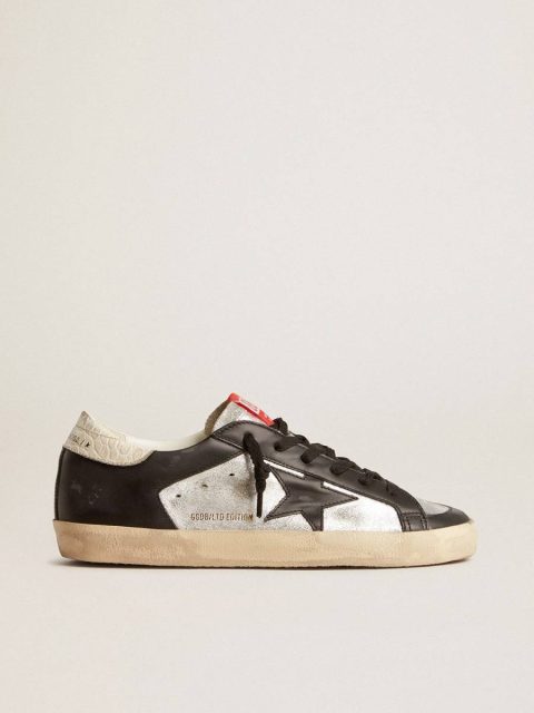Super-Star Women Super-Star Ltd In Metallic Leather With Black Leather Star And Inserts Golden Goose