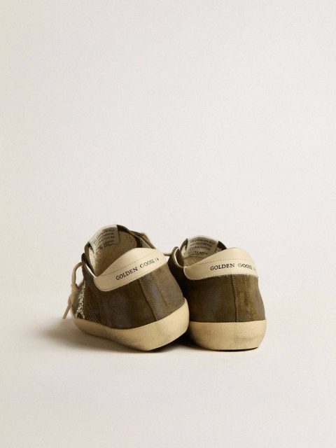 Super-Star Women Women’s Super-Star In Green Suede With Glitter Star And Cream Heel Tab Golden Goose - Image 5