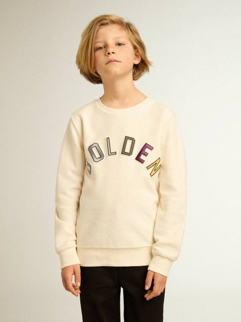 Sweatshirt In Aged White With Multicolor Golden Lettering On The Front Aged White Topwear Selection (4-12 Years) Golden Goose Kids - Image 2
