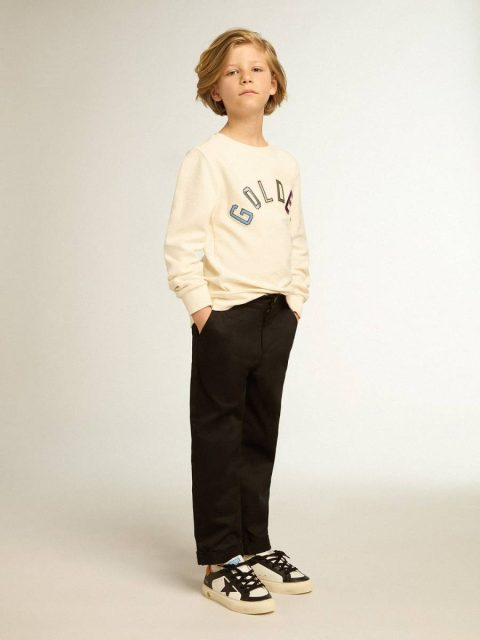 Sweatshirt In Aged White With Multicolor Golden Lettering On The Front Aged White Topwear Selection (4-12 Years) Golden Goose Kids - Image 3