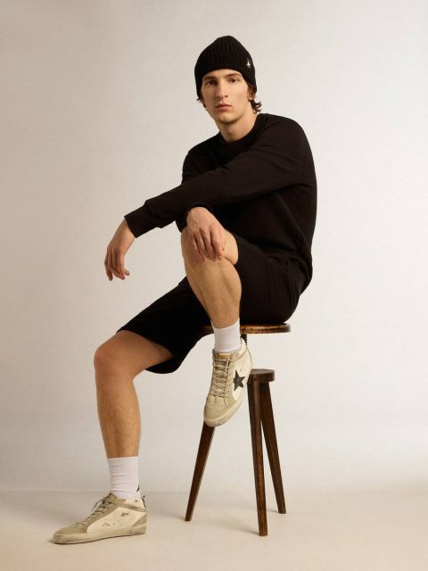 Sweatshirts Golden Goose Men Black Archibald Star Collection Sweatshirt With Tone-On-Tone Star On The Front Black - Image 3