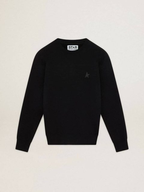 Sweatshirts Golden Goose Men Black Archibald Star Collection Sweatshirt With Tone-On-Tone Star On The Front Black