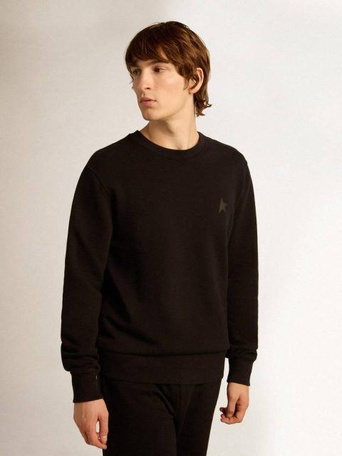 Sweatshirts Golden Goose Men Black Archibald Star Collection Sweatshirt With Tone-On-Tone Star On The Front Black - Image 5