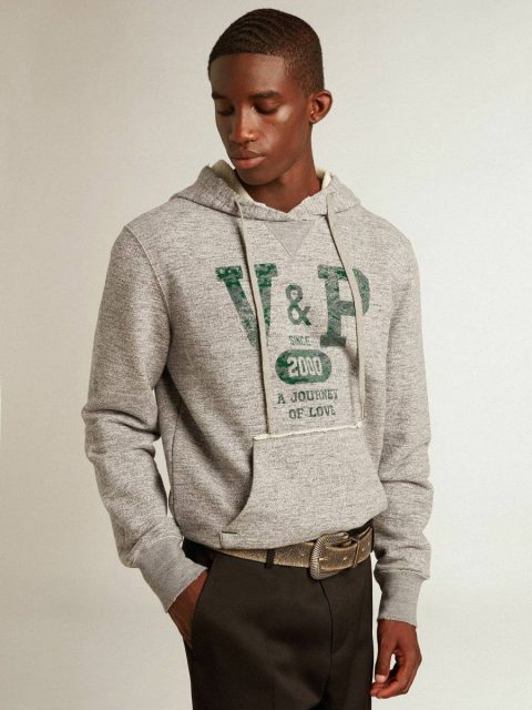 Sweatshirts Golden Goose Men Gray Hooded Sweatshirt With Front Pocket Gray - Image 2