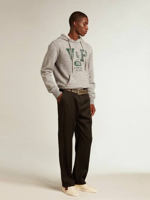 Sweatshirts Golden Goose Men Gray Hooded Sweatshirt With Front Pocket Gray - Image 3